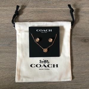 Coach Rose Gold Necklace and Earrings Set
